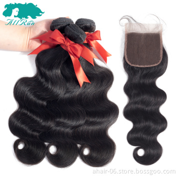 Cheap body wave human hair weave, 4x4 front 100% virgin Brazilian hair bundle with human hair closure